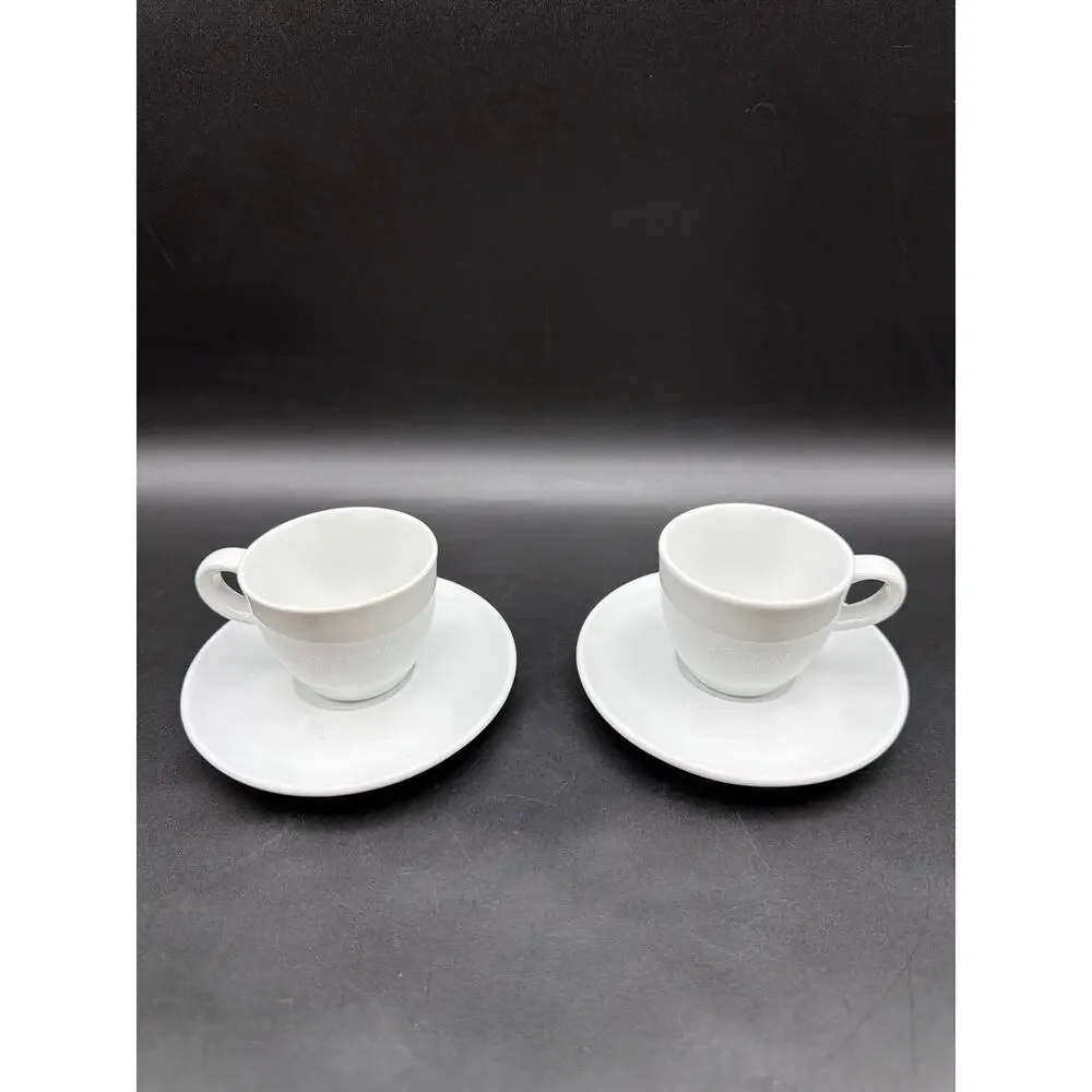 Sur La Table White Porcelain Espresso Cups & Saucers Set of 2 Made in Turkey